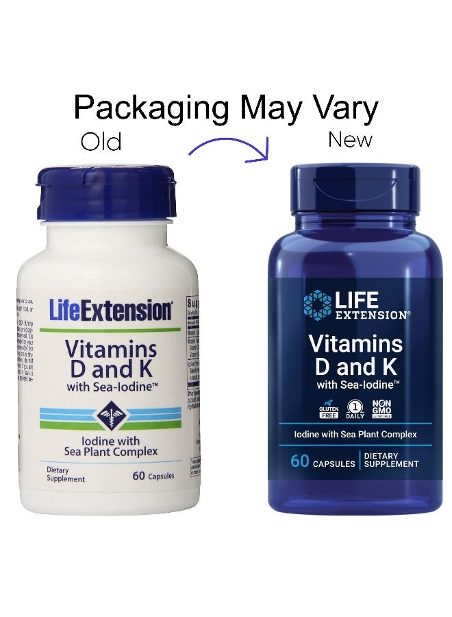 Life Extension - Vitamins D And K With Sea-Iodine Dietary Supplement - 60 Capsules - Image 1