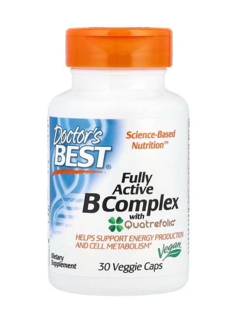 Fully Active B Complex With Quatrefolica, 30 Veggie Caps