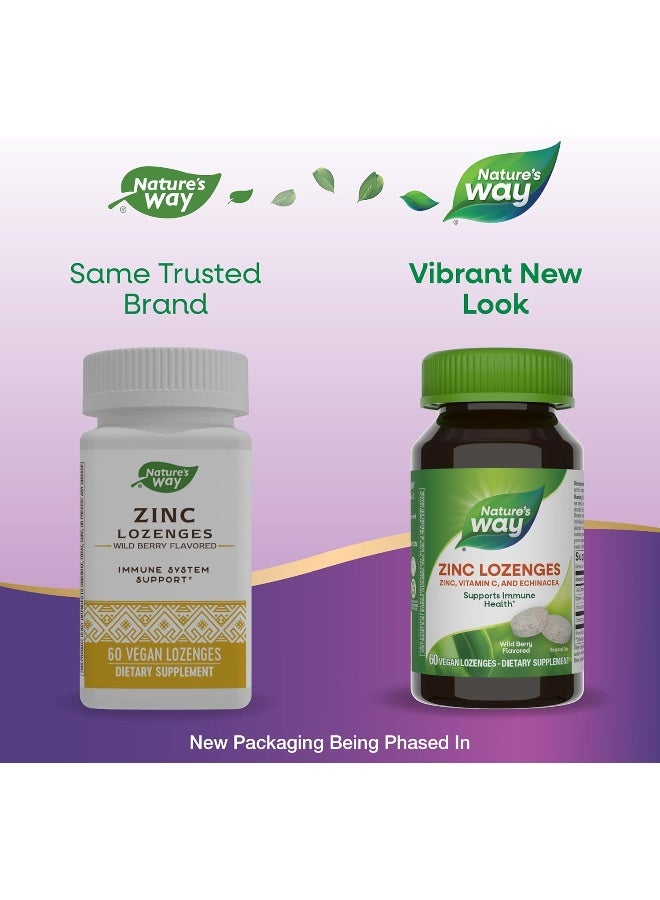 Nature's Way Zinc Lozenges, Wild Berry Flavored, 60 Vegan Lozenges Packaging May Vary - Image 1