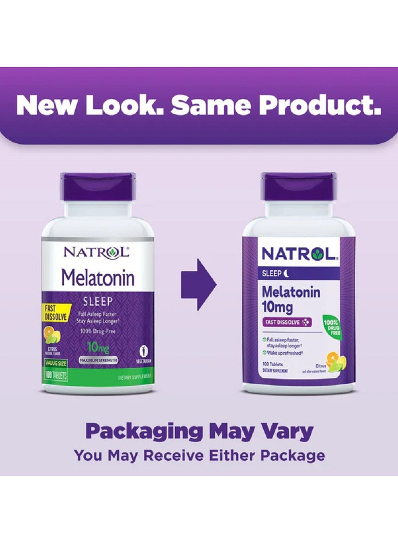NATROL - Citrus Flavoured Melatonin Dietary Supplement 100 Tablets - Image 1