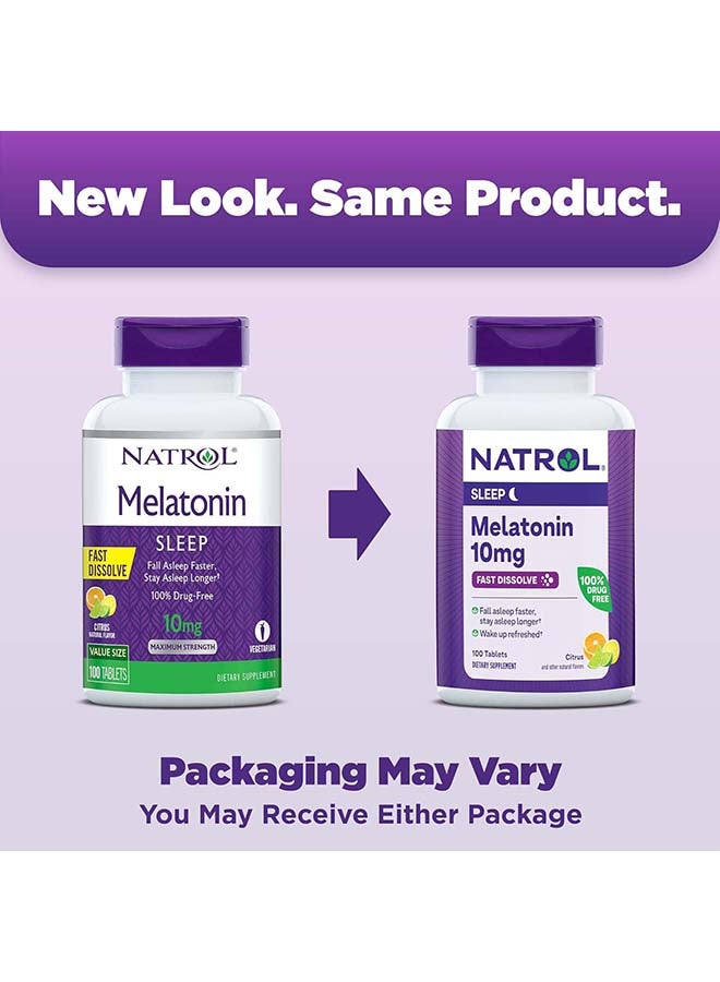 Natrol Melatonin, Fast Dissolve, Citrus, 10 mg, 100 Tablets Packaging May Vary - Image 2