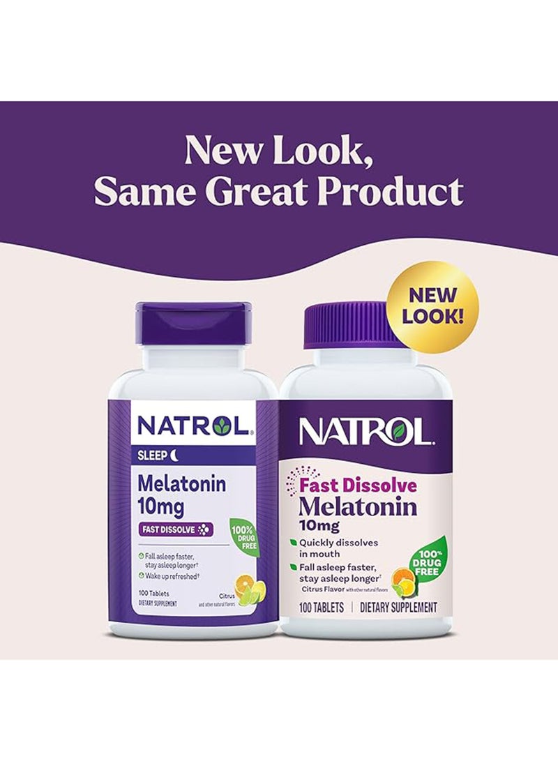 Natrol Melatonin, Fast Dissolve, Citrus, 10 mg, 100 Tablets Packaging May Vary - Image 2