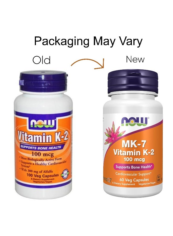 Now Foods - MK-7 Vitamin K-2 Dietary Supplement 100 Mcg - 60 Capsules - Image 1