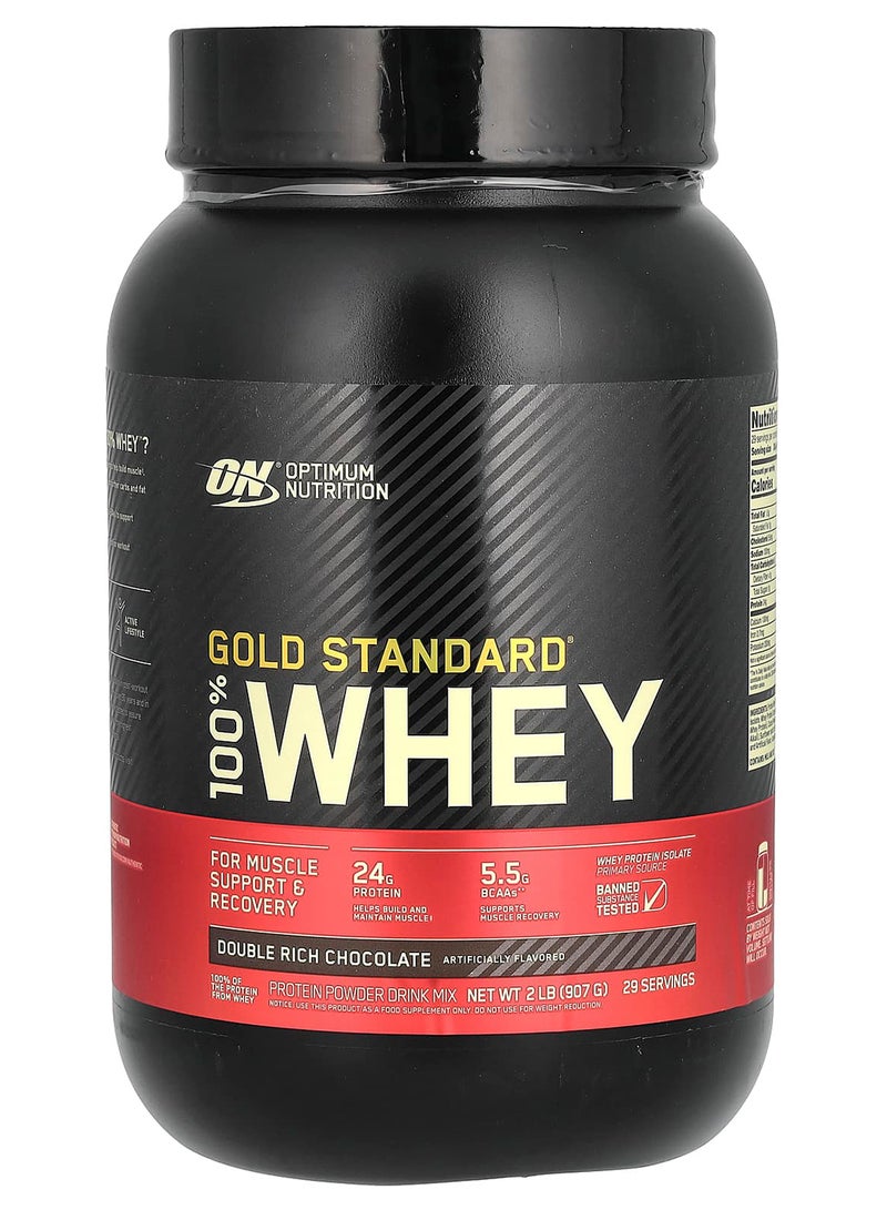 Optimum Nutrition Gold Standard 100% Whey, Double Rich Chocolate, 2 lb (907 g)  - Image 1