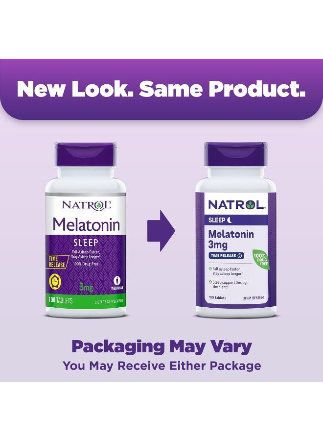 NATROL - Sleep Melatonin Time Release, 3mg, 100 Tablets Packaging May Vary - Image 1