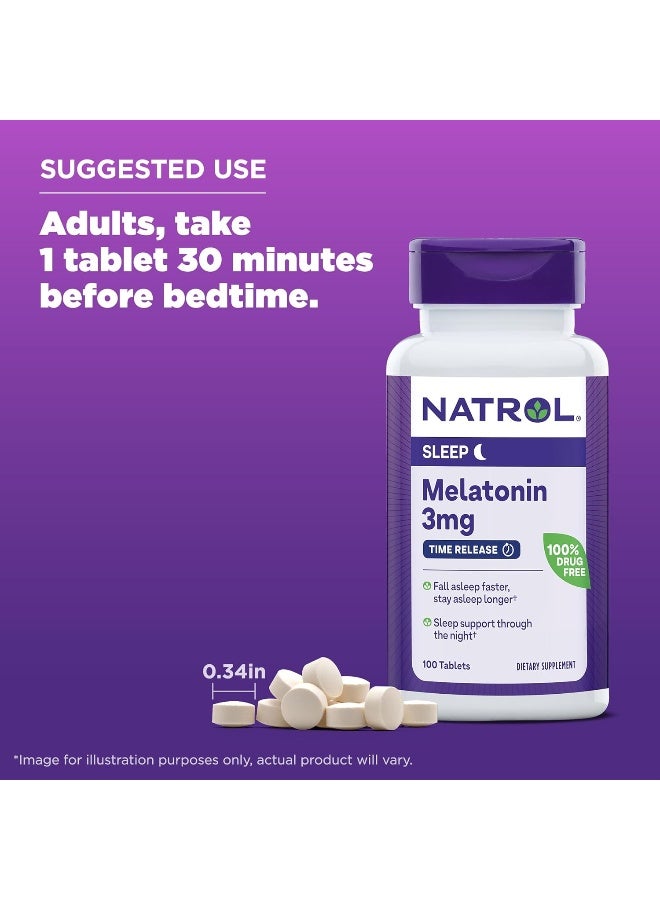 NATROL - Sleep Melatonin Time Release, 3mg, 100 Tablets Packaging May Vary - Image 1