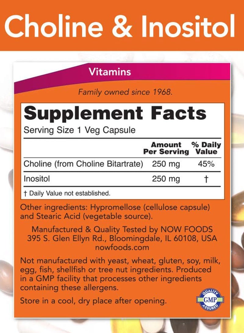 Now Foods - Choline & Inositol, 100 Veg Capsules - Image 1