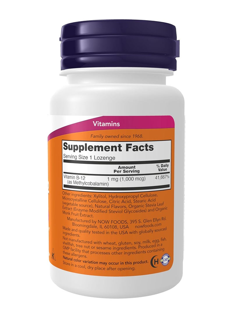Now Foods Methyl B-12 Dietary Supplement 1000 mcg - 100 Lozenges  - Image 2
