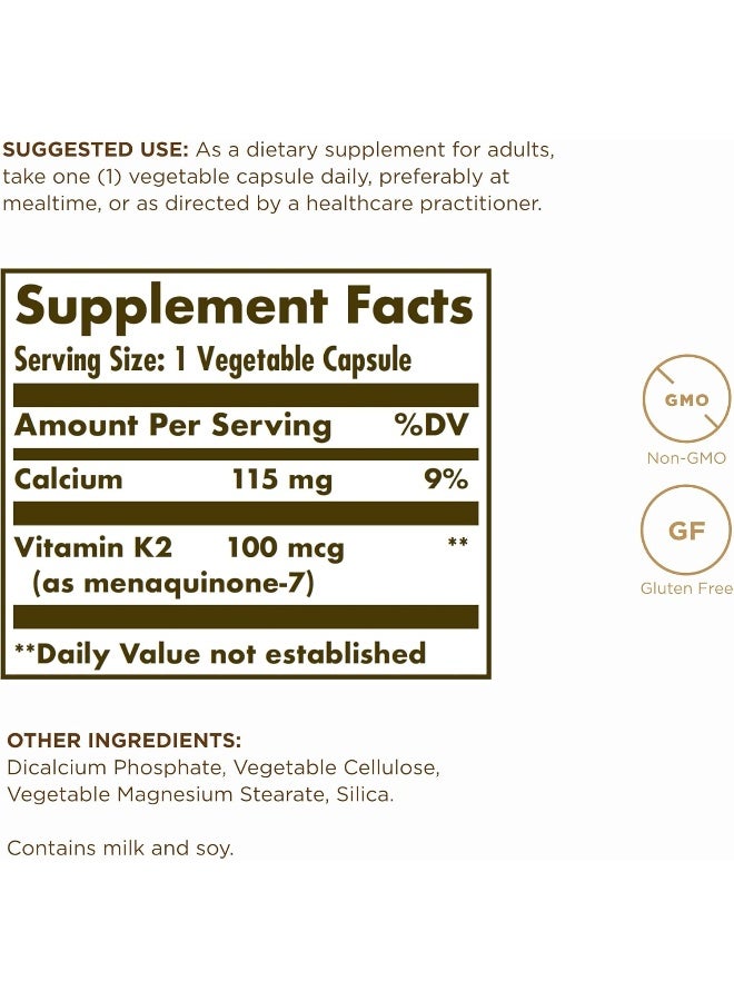 Solgar Vitamin K2 (MK-7) 100 mcg, 50 Vegetable Capsules Packaging May Vary - Image 3