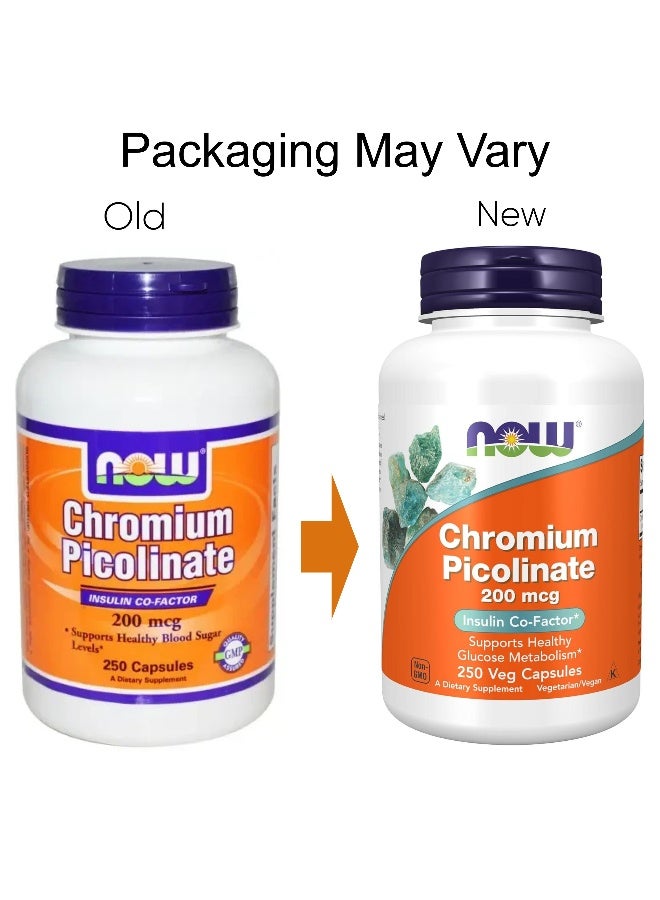 Now Foods - Chromium Picolinate 200 mcg - 250 Veg Capsules Packaging May Vary - Image 1