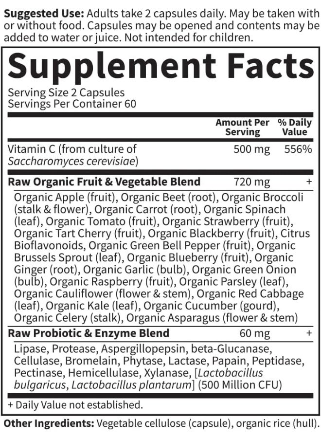 جاردن أوف لايف فيتامين كود فيتامين سي الخام 500 ملجم - 120 كبسولة نباتية - Image 3