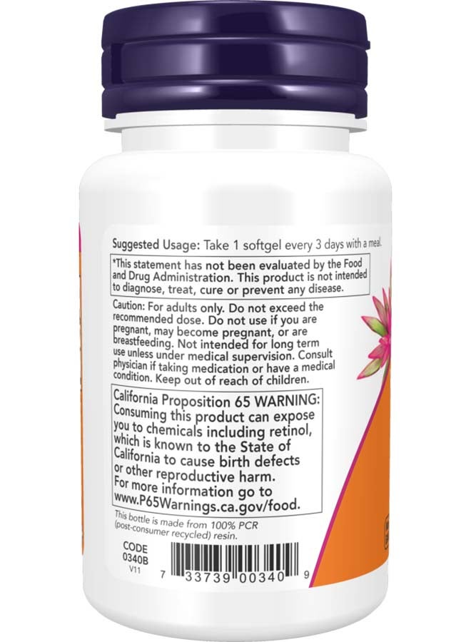 Now Foods Vitamin A Supplement 25000 IU - 250 Softgels - Image 3