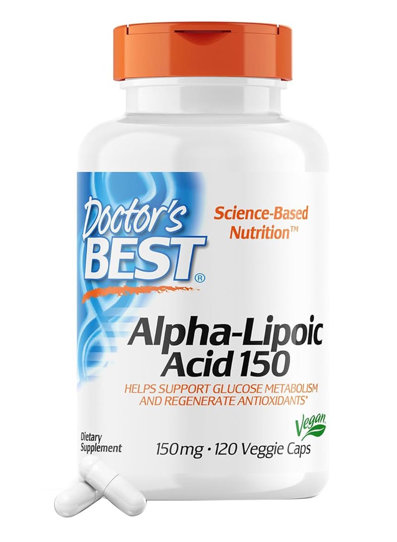Doctor's BEST Alpha Lipoic Acid Dietary Supplement 150 Mg - 120 Veggie Caps - Image 1