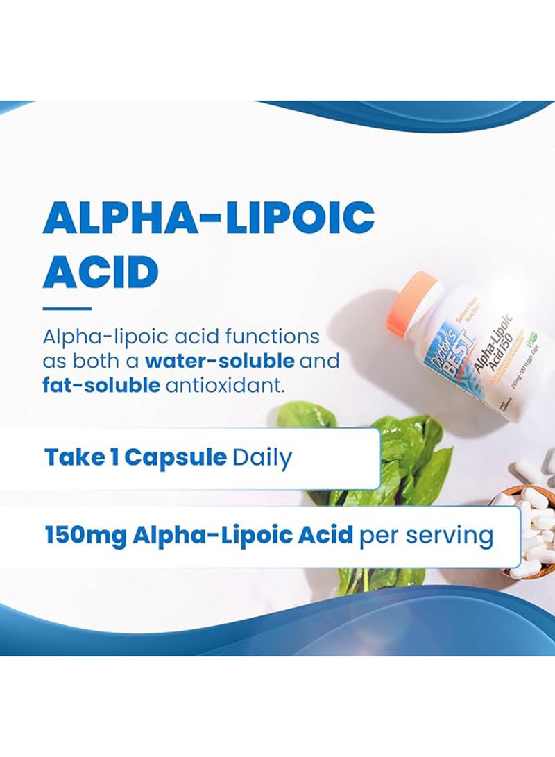 Doctor's BEST Alpha Lipoic Acid Dietary Supplement 150 Mg - 120 Veggie Caps - Image 4