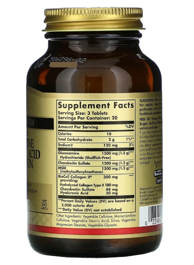 Solgar Glucosamine Hyaluronic Acid Chondroitin Msm 60 Tablets Packaging May Vary - Image 3