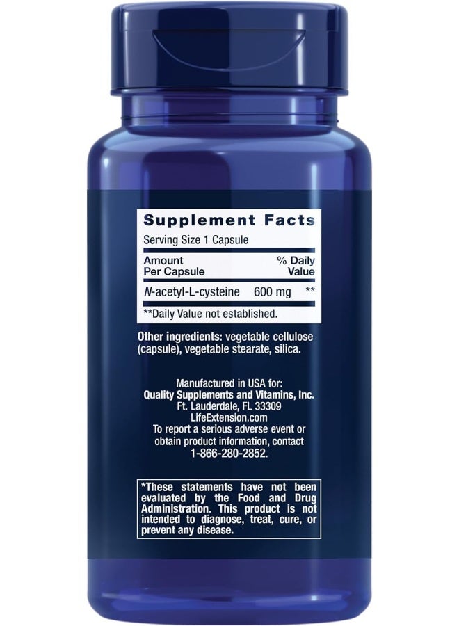 Life Extension N-Acetyl-L-Cysteine, 600 mg, 60 Capsules Packaging May Vary - Image 2
