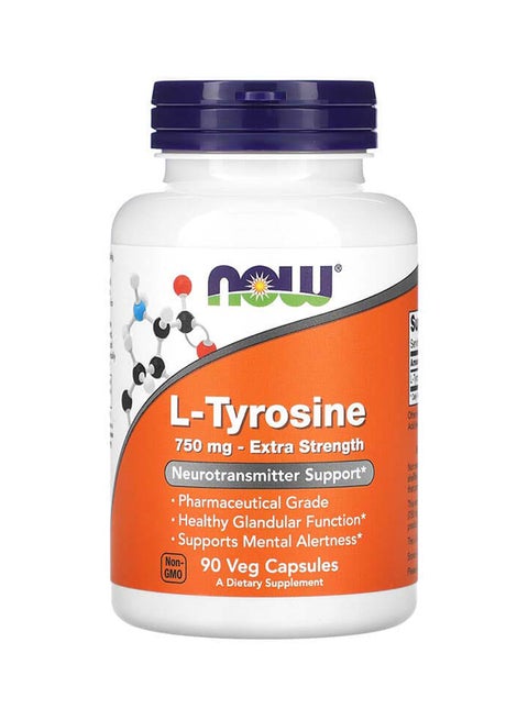 NOW Foods, L-Tyrosine, Extra Strength, 750 mg, 90 Veg Capsules