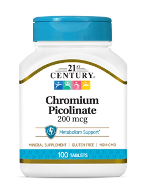 21st Century Chromium Picolinate 200 Mcg, 100 Tablets