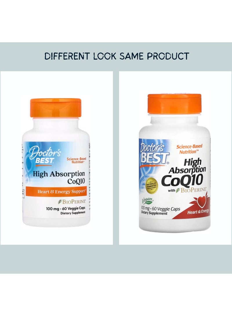 Doctor's BEST High Absorption CoQ10 with BioPerine, 100 mg, 60 Veggie Caps  - Image 1