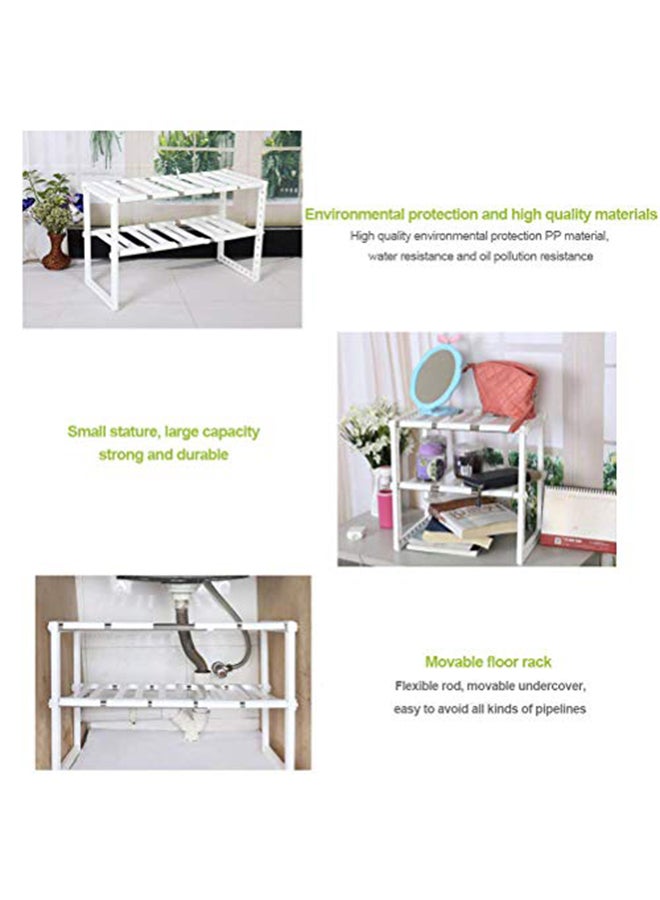 Under Sink Tawa Rack Steel Shelf Extendable Storage Organizer White 50-70cm - Image 4