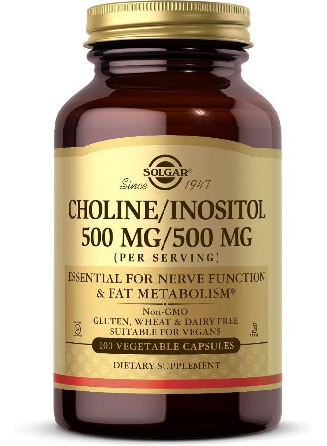 Solgar Choline/Inositol 500 Mg, 100 Vegetable Capsules Packaging May Vary - Image 1