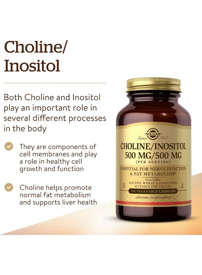 Solgar Choline/Inositol 500 Mg, 100 Vegetable Capsules Packaging May Vary - Image 4