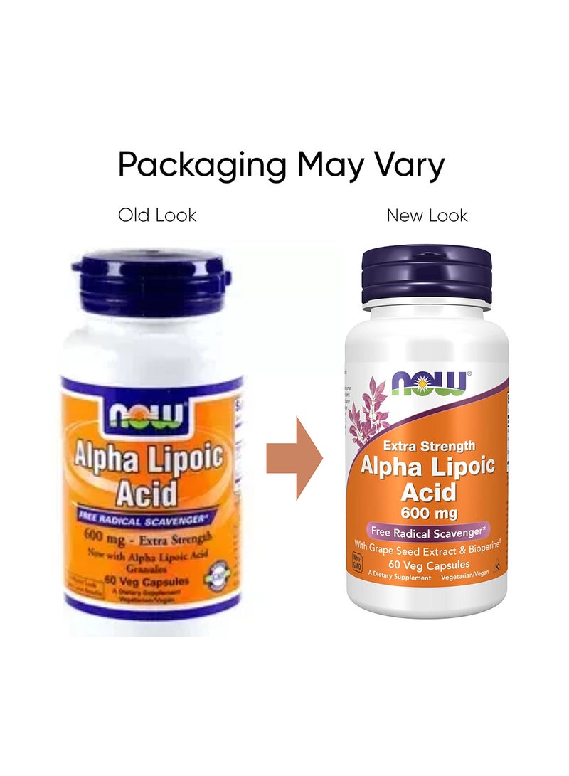 Now Foods - Extra Strength Alpha Lipoic Acid 600 Mg 60 Veg Capsules Packaging May Vary - Image 1
