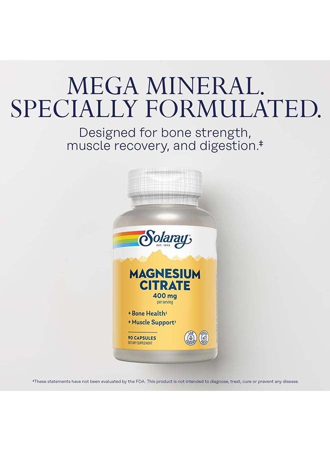 Solaray Magnesium Citrate 400 mg - 90 Capsules  - Image 3
