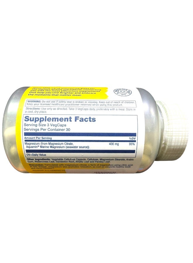 SOLARAY Magnesium Citrate 400 mg - 90 Capsules - Image 3