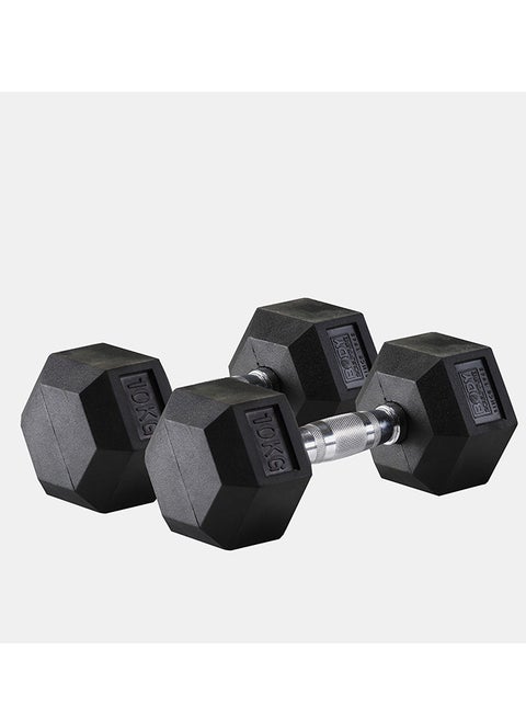 Hex Rubber Dumbbell - (1 Pair) 10kg