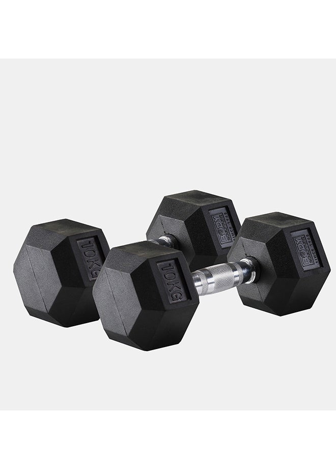 BODY SCULPTURE - Hex Rubber Dumbbell - (1 Pair) 10kg - Image 1