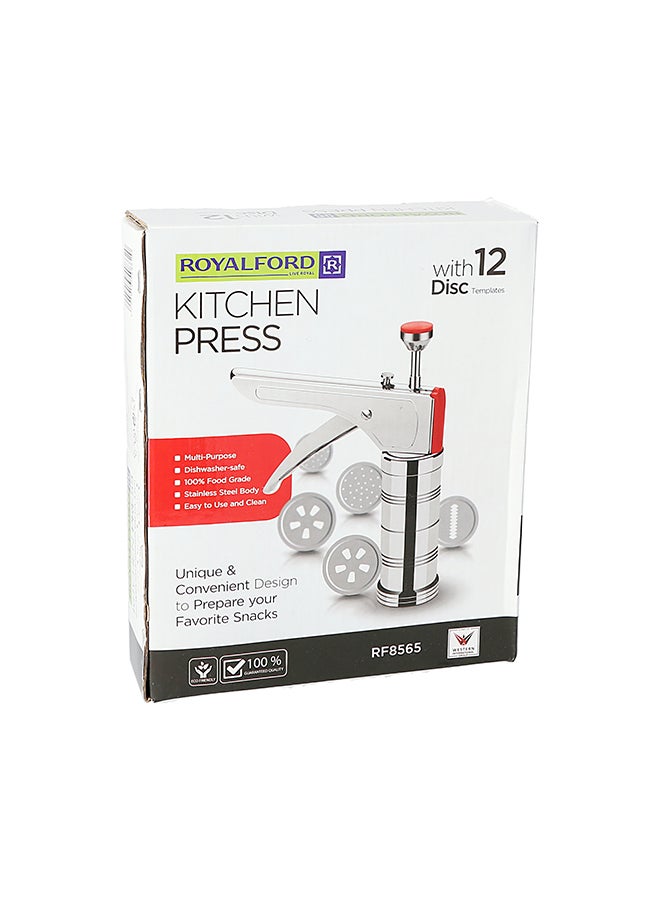 Kitchen Press With 12 Disc Templates Multi Purpose Dishwasher Safe 100% Food Grade Ss Body Easy To Use And Clean Multi Color Made In India 18.5X5.5X23.5 Cm Silver 18.2X5.2X23.2cm - pnsku/N32944696A/45/_/1716362090/36dde8dd-d65a-4617-970f-ae203b3ddb51