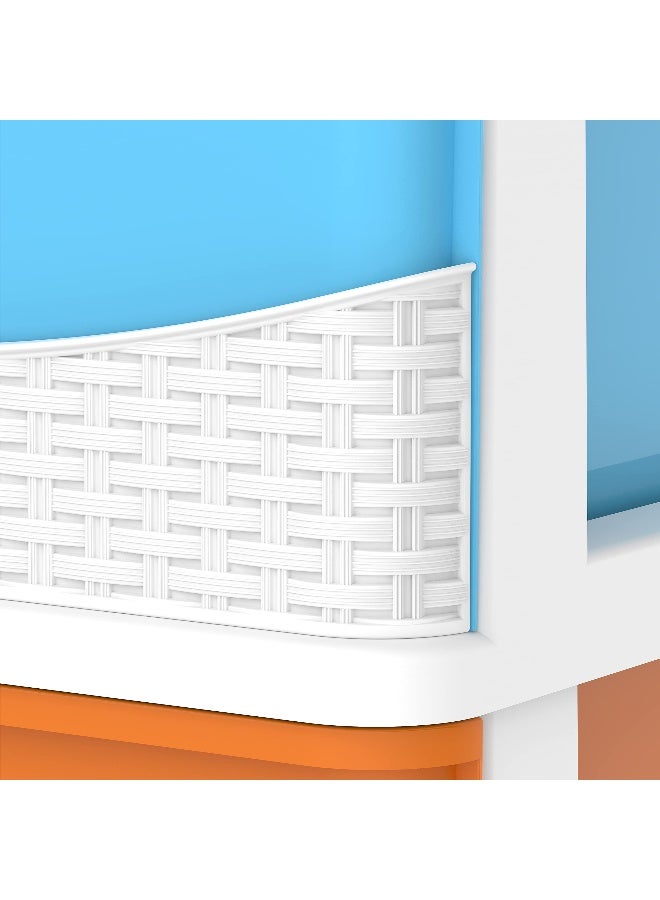 Cosmoplast 4 Tier Cedarattan Storage Cabinet with Wheels & Drawers (White Mix) White Mix - Image 5