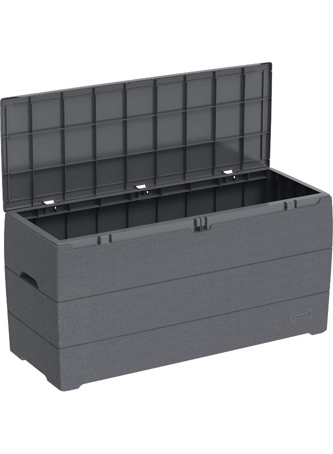 Cosmoplast - Plastic Cedargrain Deck Storage Box 270 Liters For Indoors And Outdoors Dark Grey 270.0Liters - Image 1