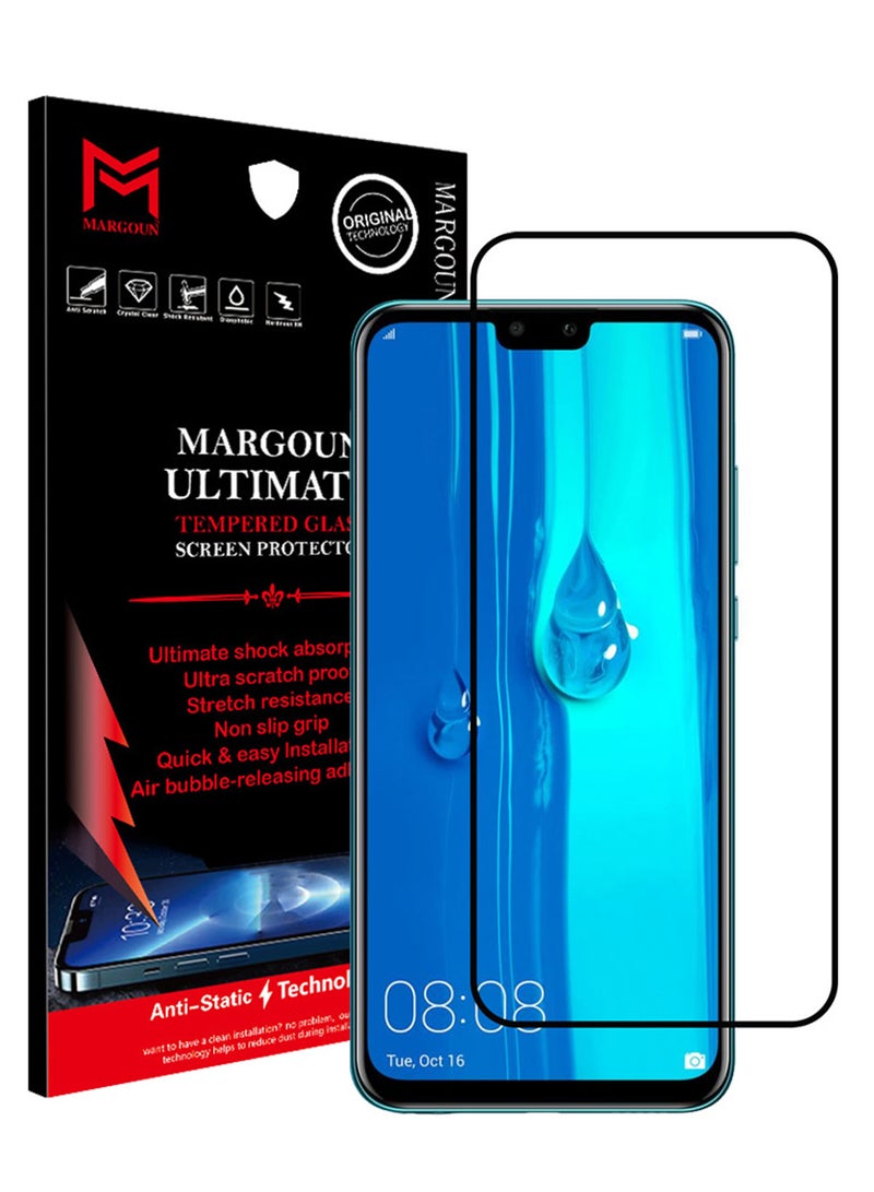 MARGOUN 3D Glass Screen Protector For Huawei Y9 Clear/Black - Image 1