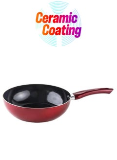 Ceramic Wok Pan Red 24cm