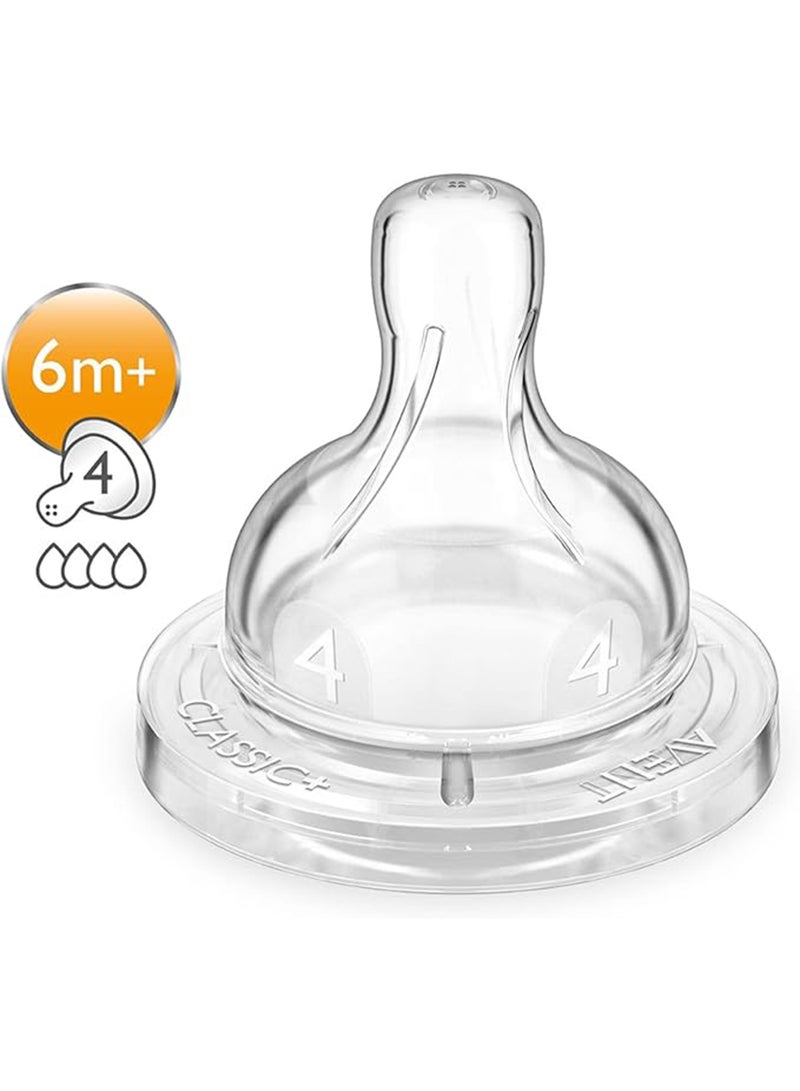 PHILIPS AVENT - Pack Of 2 Natural Feeding Teats Fast Flow 6 Months Plus  - Clear - Image 1