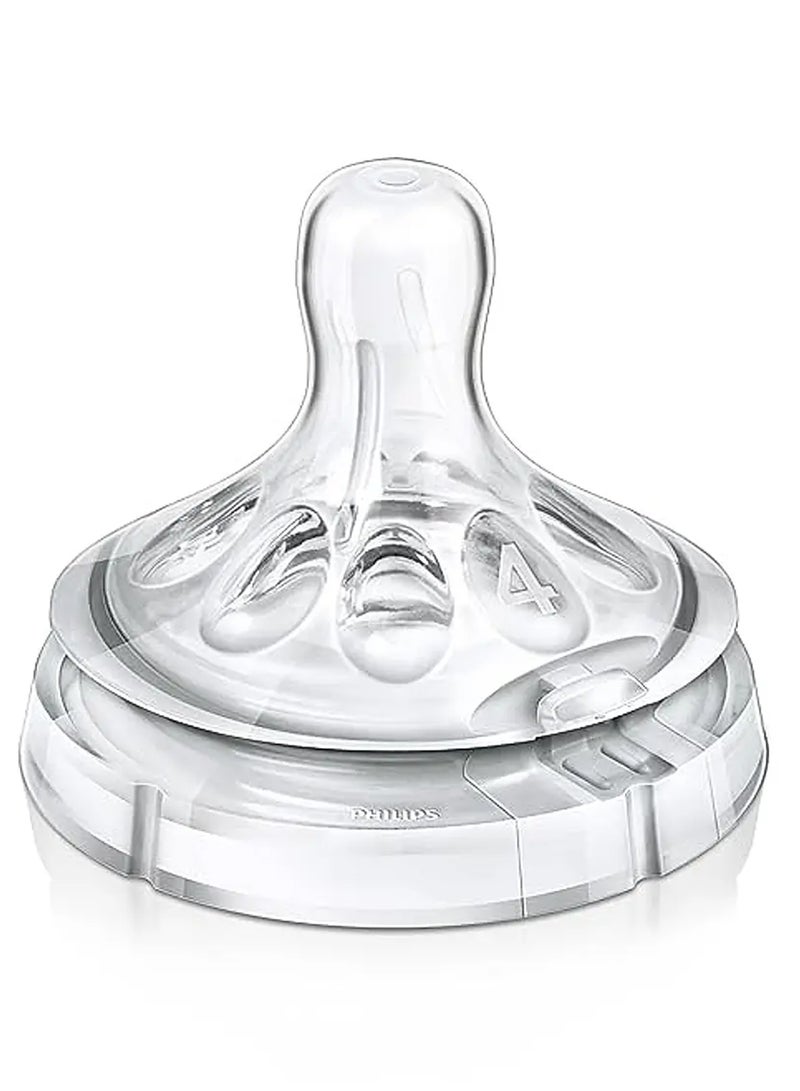 PHILIPS AVENT - Pack Of 2 Natural Feeding Teats Fast Flow 6 Months Plus  - Clear - Image 1