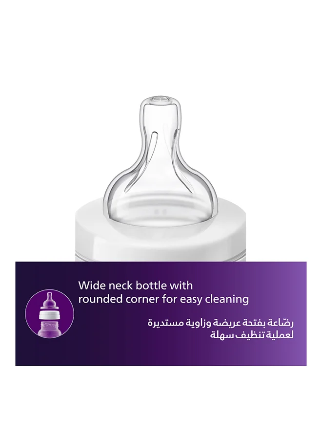 Philips Avent زجاجة رضاعة مضادة للمغص مصنوعة من البلاستيك مع حلمة رضاعة فائقة المرونة للأطفال بسعة 125 مل - لون شفاف