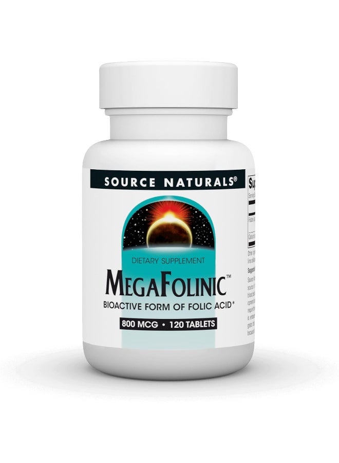 سورس ناتشورالز المكمل الغذائي ميجا فولينيك بتركيز 800 مكجم - 120 قرصاً - Image 1