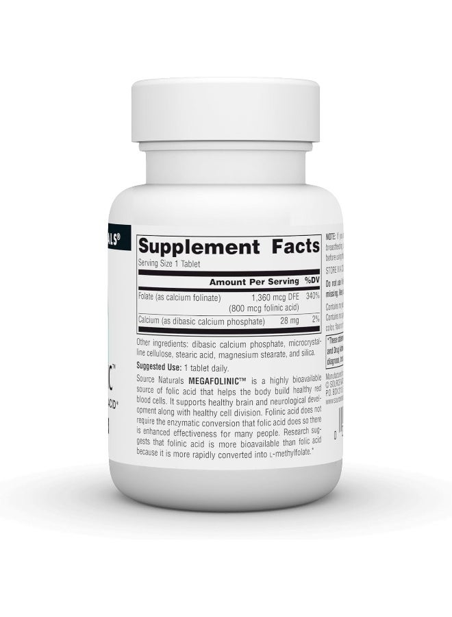 سورس ناتشورالز المكمل الغذائي ميجا فولينيك بتركيز 800 مكجم - 120 قرصاً - Image 2