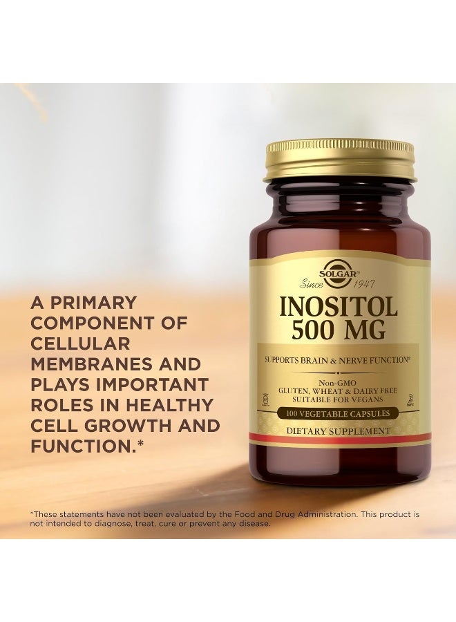 Solgar - Inositol 500 mg - 100 Vegetable Capsules Packaging May Vary - Image 1