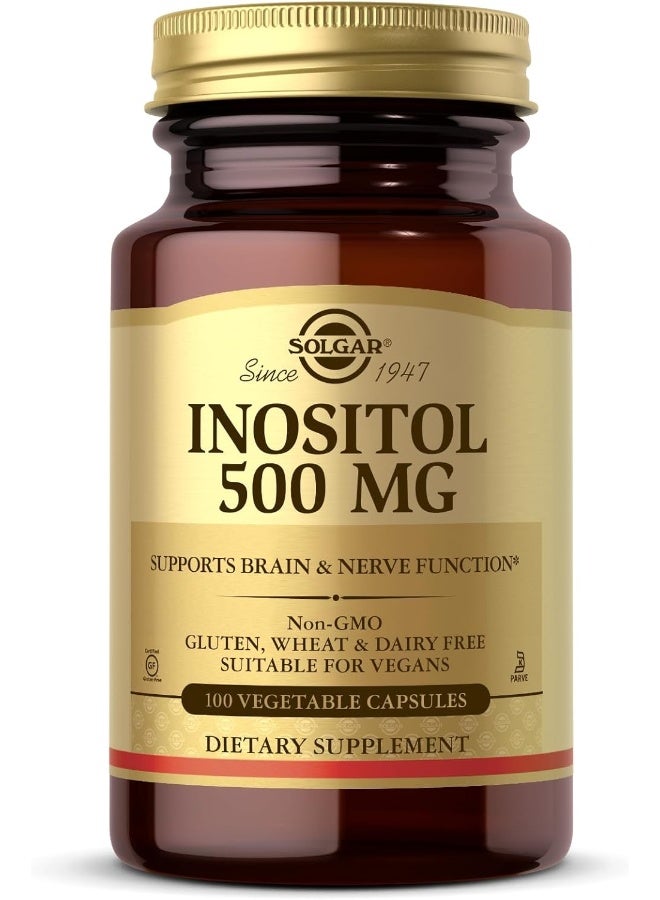 Solgar - Inositol 500 mg - 100 Vegetable Capsules Packaging May Vary - Image 1