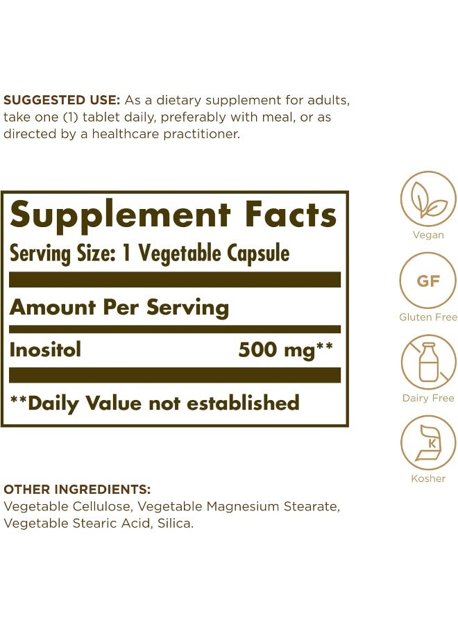 Solgar - Inositol 500 mg - 100 Vegetable Capsules Packaging May Vary - Image 1