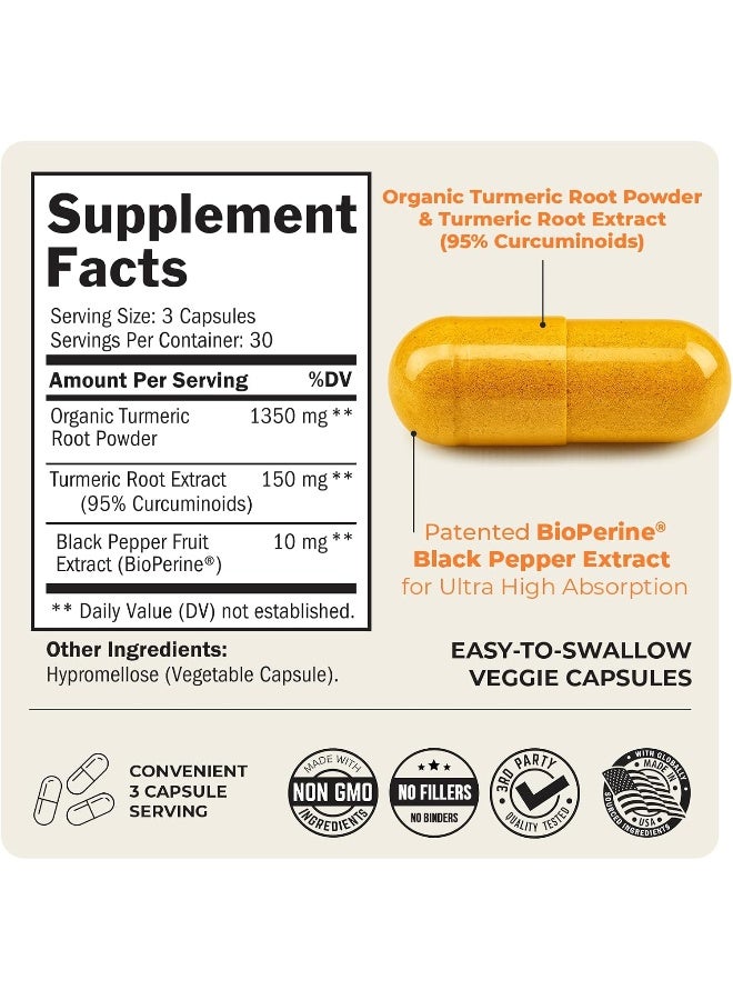 BioSchwartz Premium Ultra Pure Turmeric Curcumin Dietary Supplement 1500 Mg - 90 Capsules - Image 2