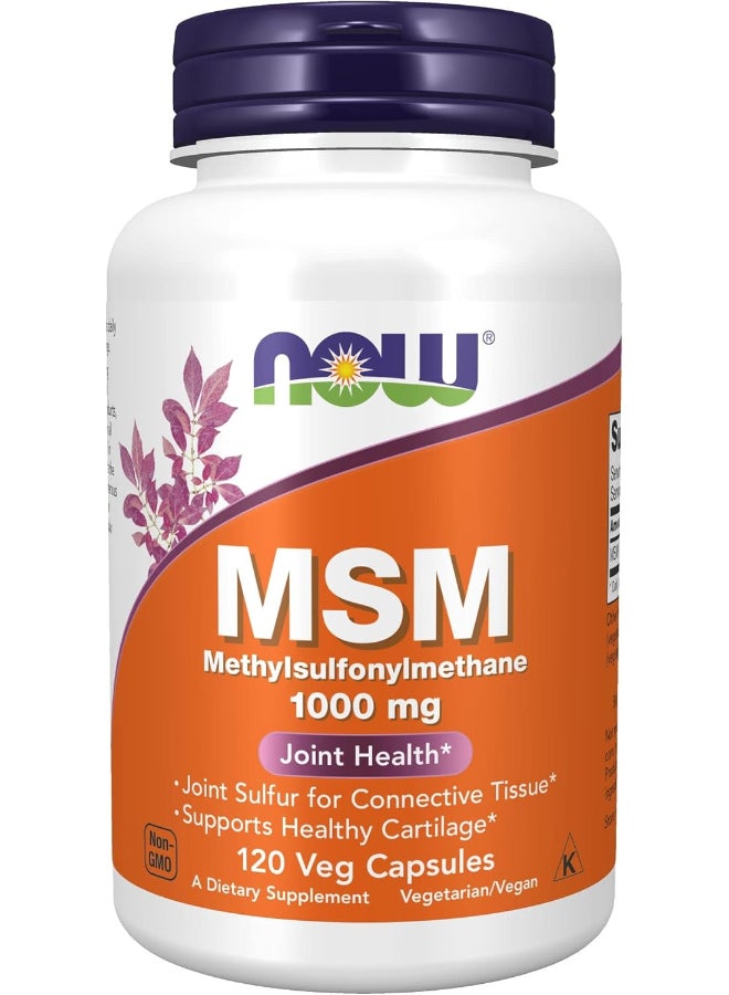 Now Foods MSM Methylsulfonylmethane Dietary Supplement 1000 mg - 120 Veg Capsules  - Image 1