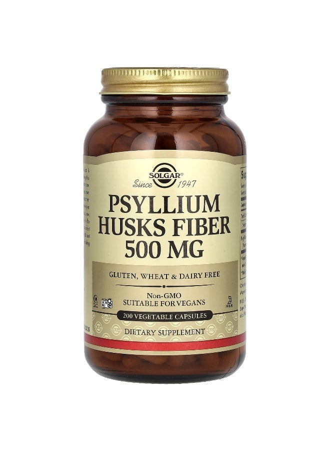 Solgar Psyllium Husks Fiber 500Mg Dietary Supplement 200 Vegetable Capsules - Image 1