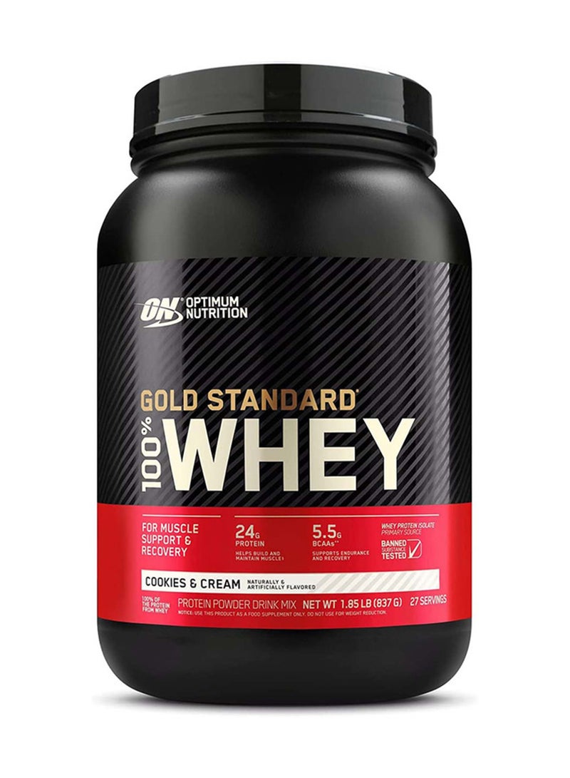 Optimum Nutrition - Gold Standard 100 Percent Whey Protein - Cookies And Cream - 837 Gram - Image 1