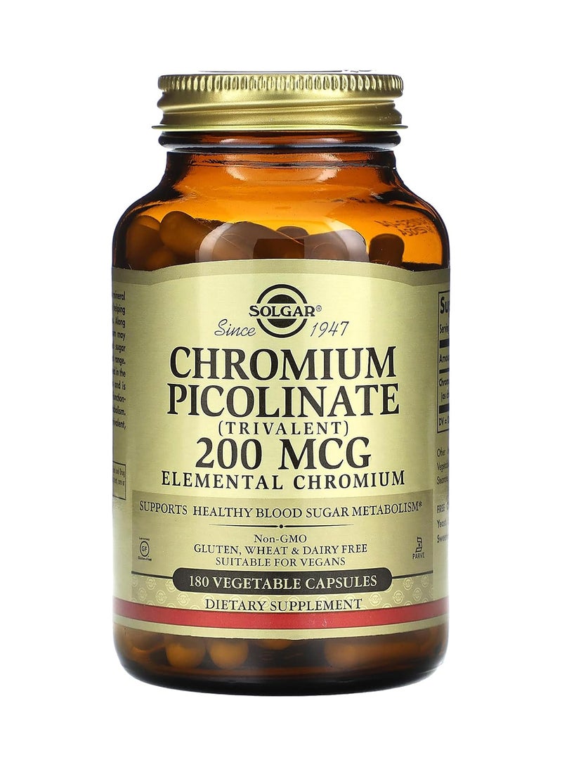 Solgar Chromium Picolinate 200 Mcg 180 Vegetable Capsules Packaging May Vary - Image 1