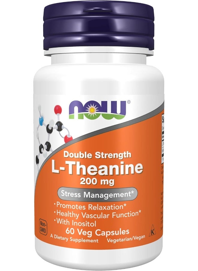 Now Foods L-Theanine Stress Management 200 Mg 60 Veg Capsules Packaging May Vary  - Image 1